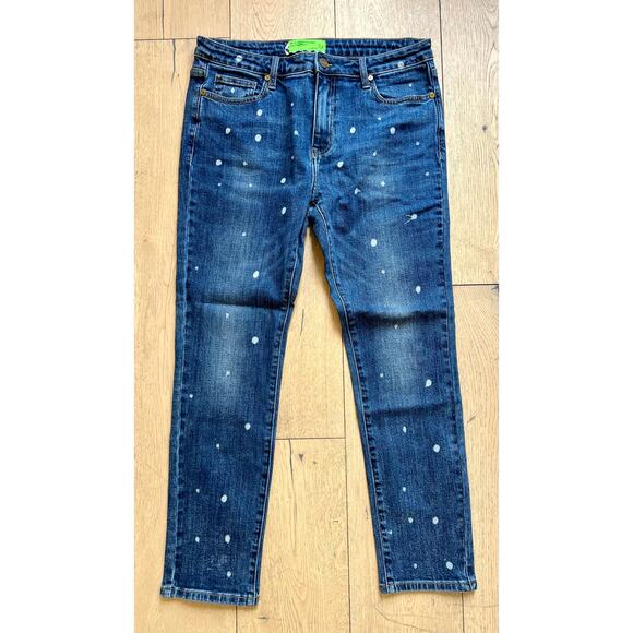 Free People/Sandrine Rose Polka Dot Straight Jeans - Size 31 NWOT - Picture 1 of 4